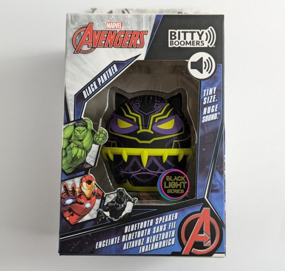 MARVEL Bitty Boomers Black Panther Black Light Mini Bluetooth Speaker NEW SEALED